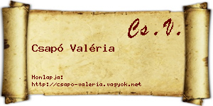 Csapó Valéria névjegykártya